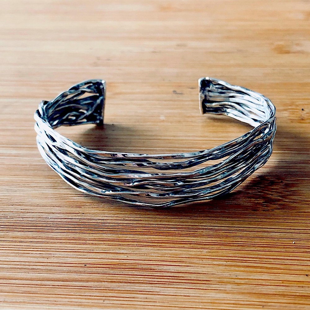 $258 Large Free Form Estate Cuff Sterling Silver 31 Grams No Mark